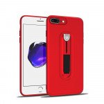 Wholesale iPhone 8 Plus / 7 Plus Runner Slide Stripe Finger Holder Stand Case (Red)